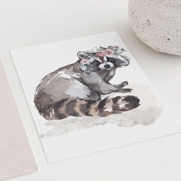 Raccoon Wall Art Watercolor Illustration Print Poster Unframed - Picture 5 of 10